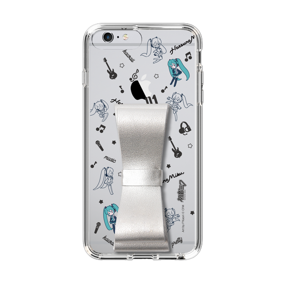 Slim Protection Case - STAND & RING RIBBON Silver［ HATSUNE MIKU - Ribbon - Instrumental - Monochrome ］