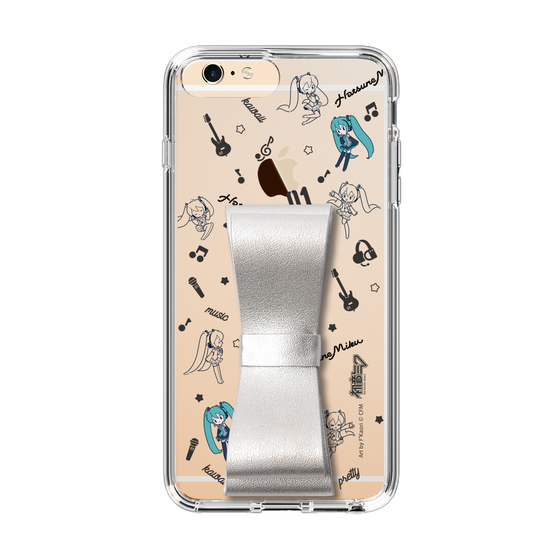 Slim Protection Case - STAND & RING RIBBON Silver［ HATSUNE MIKU - Ribbon - Instrumental - Monochrome ］