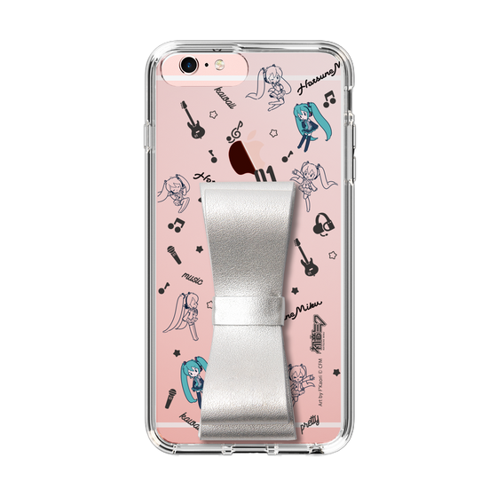 Slim Protection Case - STAND & RING RIBBON Silver［ HATSUNE MIKU - Ribbon - Instrumental - Monochrome ］