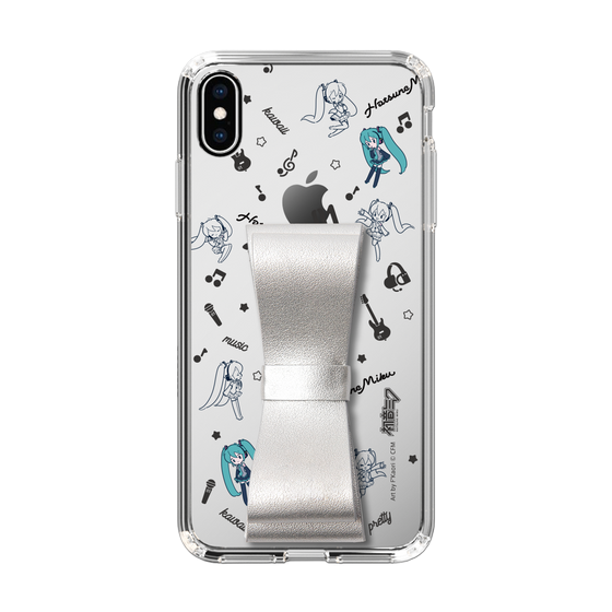 Slim Protection Case - STAND & RING RIBBON Silver［ HATSUNE MIKU - Ribbon - Instrumental - Monochrome ］