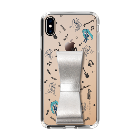 Slim Protection Case - STAND & RING RIBBON Silver［ HATSUNE MIKU - Ribbon - Instrumental - Monochrome ］
