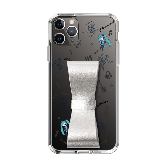 Slim Protection Case - STAND & RING RIBBON Silver［ HATSUNE MIKU - Ribbon - Instrumental - Monochrome ］