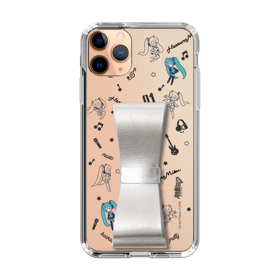 Slim Protection Case - STAND & RING RIBBON Silver［ HATSUNE MIKU - Ribbon - Instrumental - Monochrome ］