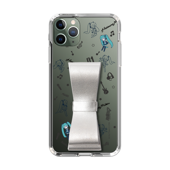 Slim Protection Case - STAND & RING RIBBON Silver［ HATSUNE MIKU - Ribbon - Instrumental - Monochrome ］