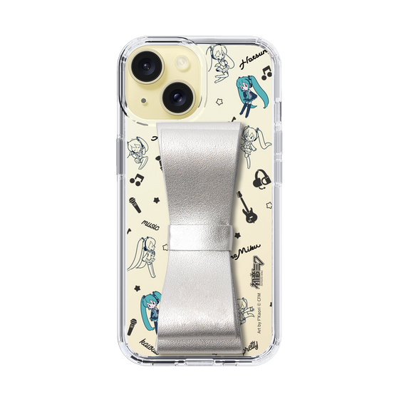 Slim Protection Case - STAND & RING RIBBON Silver［ HATSUNE MIKU - Ribbon - Instrumental - Monochrome ］