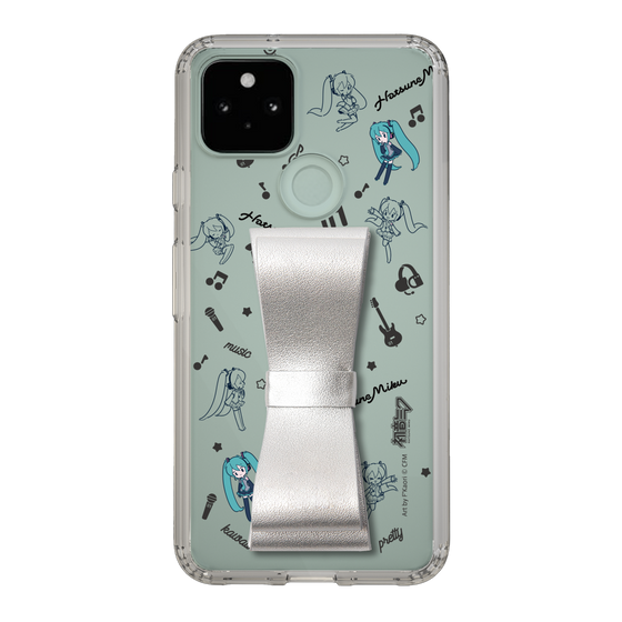 Slim Protection Case - STAND & RING RIBBON Silver［ HATSUNE MIKU - Ribbon - Instrumental - Monochrome ］