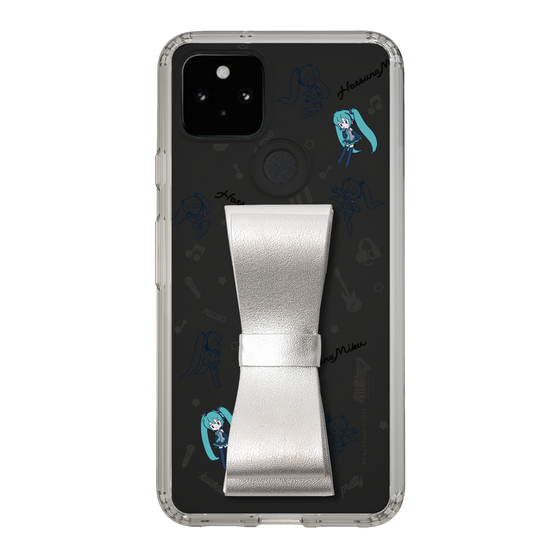Slim Protection Case - STAND & RING RIBBON Silver［ HATSUNE MIKU - Ribbon - Instrumental - Monochrome ］