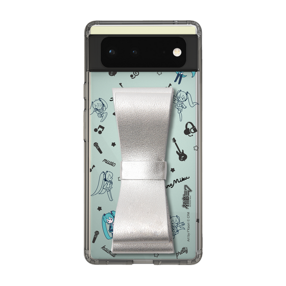 Slim Protection Case - STAND & RING RIBBON Silver［ HATSUNE MIKU - Ribbon - Instrumental - Monochrome ］