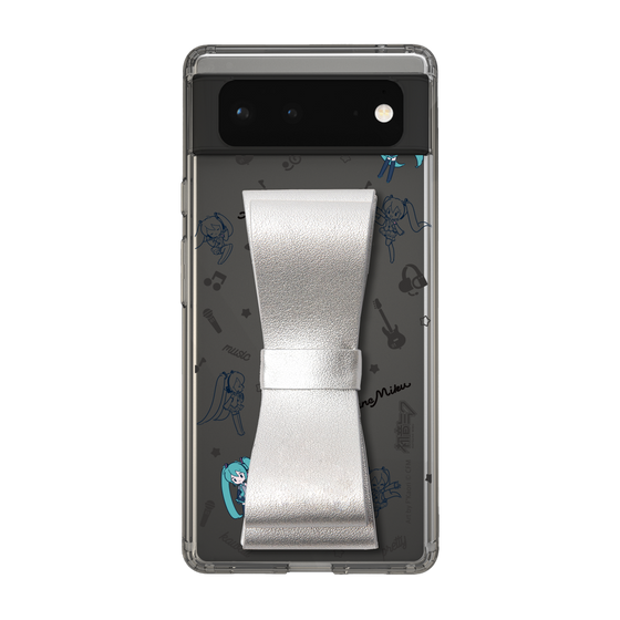 Slim Protection Case - STAND & RING RIBBON Silver［ HATSUNE MIKU - Ribbon - Instrumental - Monochrome ］
