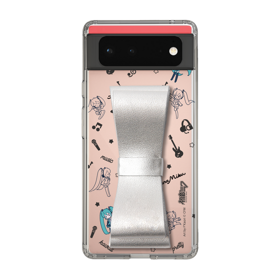 Slim Protection Case - STAND & RING RIBBON Silver［ HATSUNE MIKU - Ribbon - Instrumental - Monochrome ］