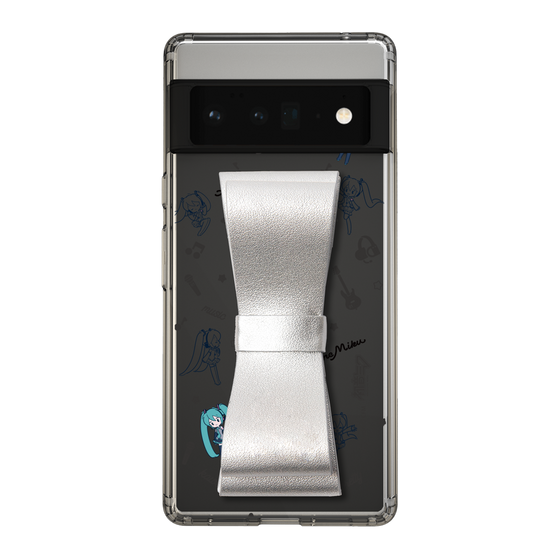 Slim Protection Case - STAND & RING RIBBON Silver［ HATSUNE MIKU - Ribbon - Instrumental - Monochrome ］