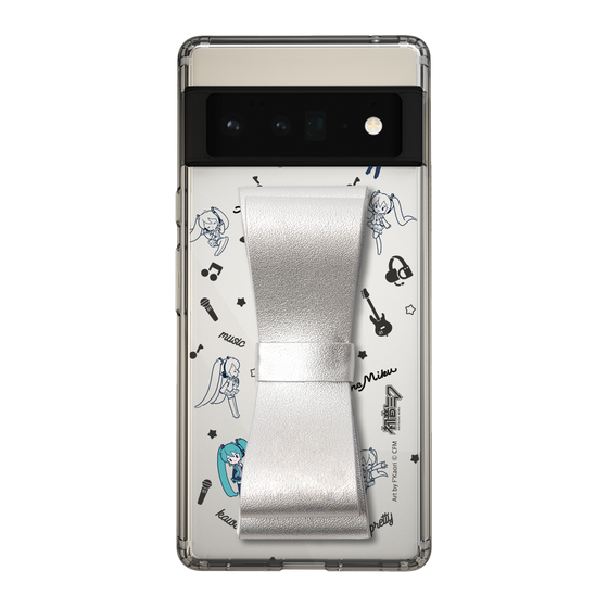 Slim Protection Case - STAND & RING RIBBON Silver［ HATSUNE MIKU - Ribbon - Instrumental - Monochrome ］