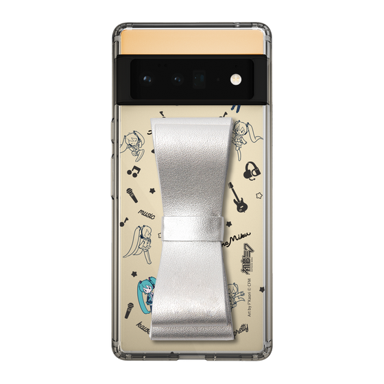 Slim Protection Case - STAND & RING RIBBON Silver［ HATSUNE MIKU - Ribbon - Instrumental - Monochrome ］