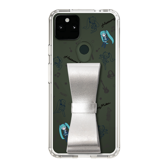 Slim Protection Case - STAND & RING RIBBON Silver［ HATSUNE MIKU - Ribbon - Instrumental - Monochrome ］