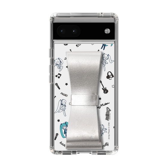 Slim Protection Case - STAND & RING RIBBON Silver［ HATSUNE MIKU - Ribbon - Instrumental - Monochrome ］