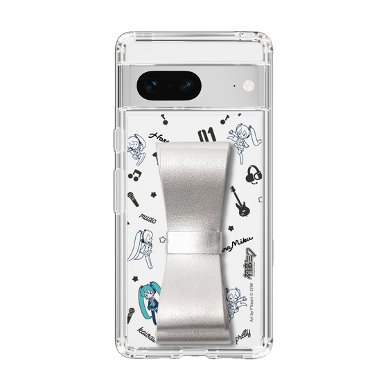 Slim Protection Case - STAND & RING RIBBON Silver［ HATSUNE MIKU - Ribbon - Instrumental - Monochrome ］