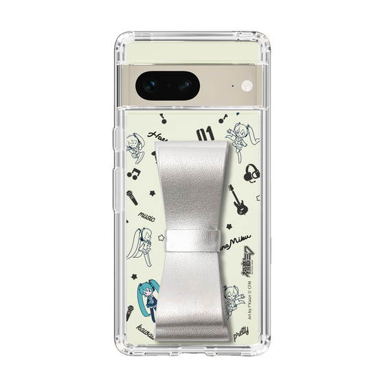 Slim Protection Case - STAND & RING RIBBON Silver［ HATSUNE MIKU - Ribbon - Instrumental - Monochrome ］