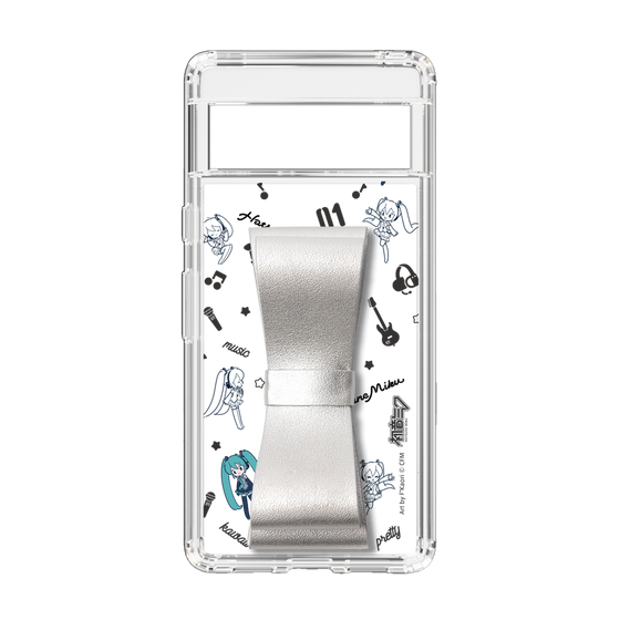 Slim Protection Case - STAND & RING RIBBON Silver［ HATSUNE MIKU - Ribbon - Instrumental - Monochrome ］