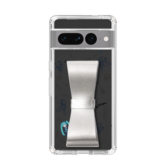 Slim Protection Case - STAND & RING RIBBON Silver［ HATSUNE MIKU - Ribbon - Instrumental - Monochrome ］
