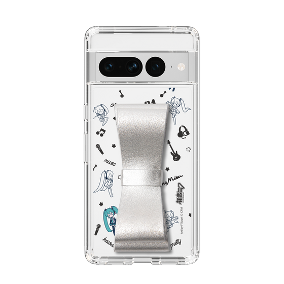 Slim Protection Case - STAND & RING RIBBON Silver［ HATSUNE MIKU - Ribbon - Instrumental - Monochrome ］