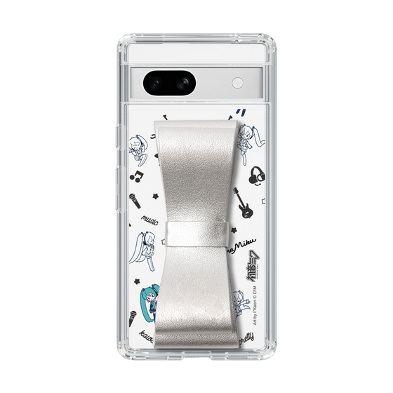 Slim Protection Case - STAND & RING RIBBON Silver［ HATSUNE MIKU - Ribbon - Instrumental - Monochrome ］