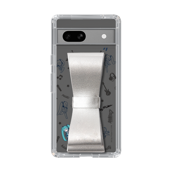 Slim Protection Case - STAND & RING RIBBON Silver［ HATSUNE MIKU - Ribbon - Instrumental - Monochrome ］