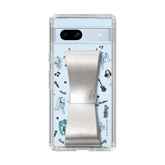 Slim Protection Case - STAND & RING RIBBON Silver［ HATSUNE MIKU - Ribbon - Instrumental - Monochrome ］