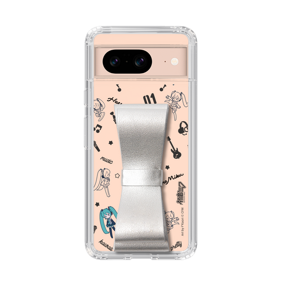 Slim Protection Case - STAND & RING RIBBON Silver［ HATSUNE MIKU - Ribbon - Instrumental - Monochrome ］