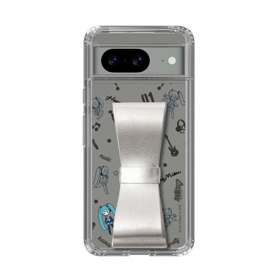 Slim Protection Case - STAND & RING RIBBON Silver［ HATSUNE MIKU - Ribbon - Instrumental - Monochrome ］