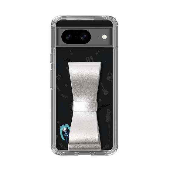 Slim Protection Case - STAND & RING RIBBON Silver［ HATSUNE MIKU - Ribbon - Instrumental - Monochrome ］