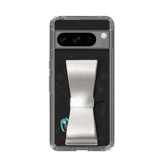 Slim Protection Case - STAND & RING RIBBON Silver［ HATSUNE MIKU - Ribbon - Instrumental - Monochrome ］