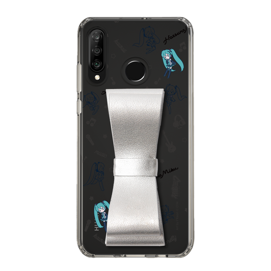Slim Protection Case - STAND & RING RIBBON Silver［ HATSUNE MIKU - Ribbon - Instrumental - Monochrome ］