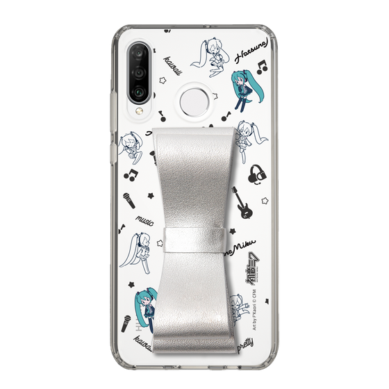 Slim Protection Case - STAND & RING RIBBON Silver［ HATSUNE MIKU - Ribbon - Instrumental - Monochrome ］