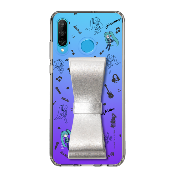 Slim Protection Case - STAND & RING RIBBON Silver［ HATSUNE MIKU - Ribbon - Instrumental - Monochrome ］