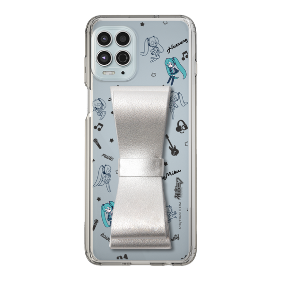 Slim Protection Case - STAND & RING RIBBON Silver［ HATSUNE MIKU - Ribbon - Instrumental - Monochrome ］