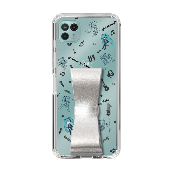Slim Protection Case - STAND & RING RIBBON Silver［ HATSUNE MIKU - Ribbon - Instrumental - Monochrome ］