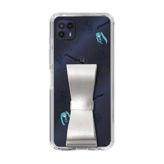 Slim Protection Case - STAND & RING RIBBON Silver［ HATSUNE MIKU - Ribbon - Instrumental - Monochrome ］