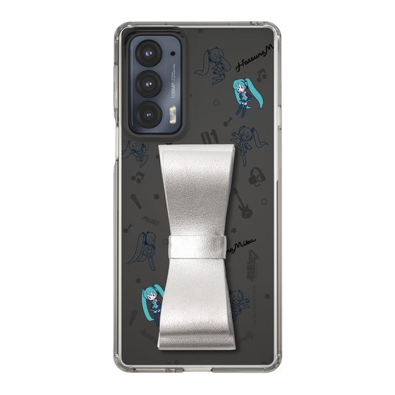 Slim Protection Case - STAND & RING RIBBON Silver［ HATSUNE MIKU - Ribbon - Instrumental - Monochrome ］