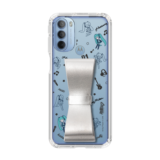 Slim Protection Case - STAND & RING RIBBON Silver［ HATSUNE MIKU - Ribbon - Instrumental - Monochrome ］