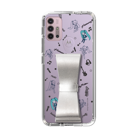 Slim Protection Case - STAND & RING RIBBON Silver［ HATSUNE MIKU - Ribbon - Instrumental - Monochrome ］