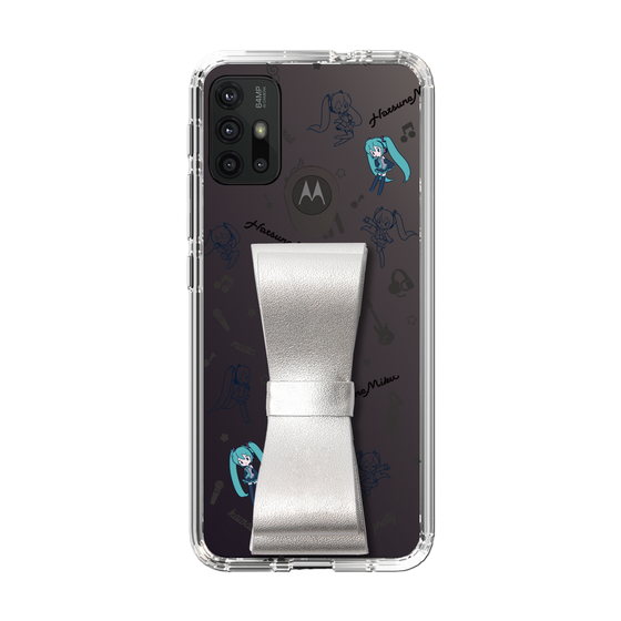 Slim Protection Case - STAND & RING RIBBON Silver［ HATSUNE MIKU - Ribbon - Instrumental - Monochrome ］