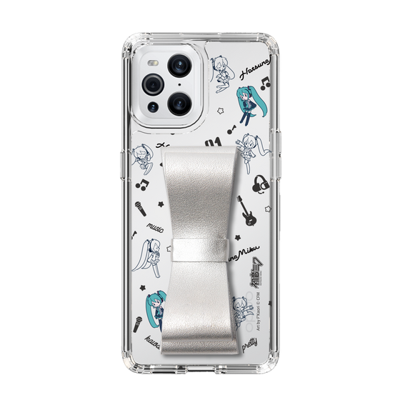 Slim Protection Case - STAND & RING RIBBON Silver［ HATSUNE MIKU - Ribbon - Instrumental - Monochrome ］