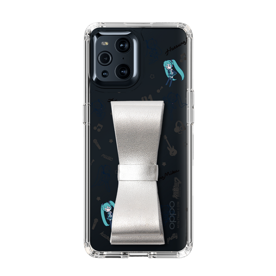 Slim Protection Case - STAND & RING RIBBON Silver［ HATSUNE MIKU - Ribbon - Instrumental - Monochrome ］