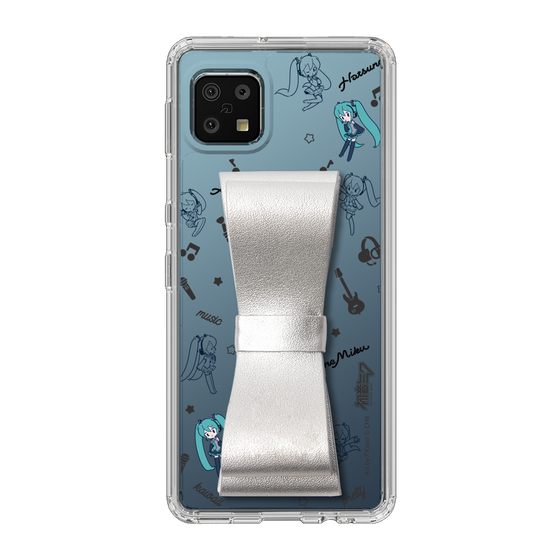 Slim Protection Case - STAND & RING RIBBON Silver［ HATSUNE MIKU - Ribbon - Instrumental - Monochrome ］