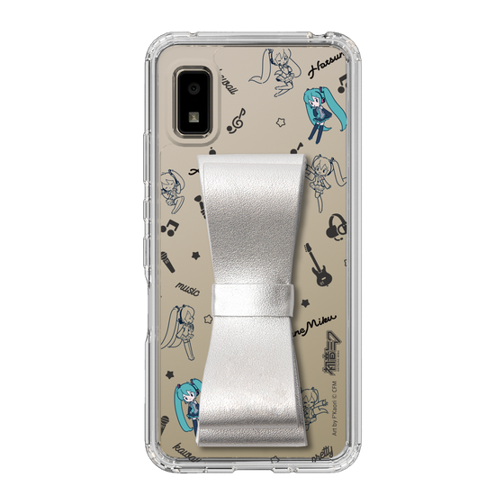 Slim Protection Case - STAND & RING RIBBON Silver［ HATSUNE MIKU - Ribbon - Instrumental - Monochrome ］