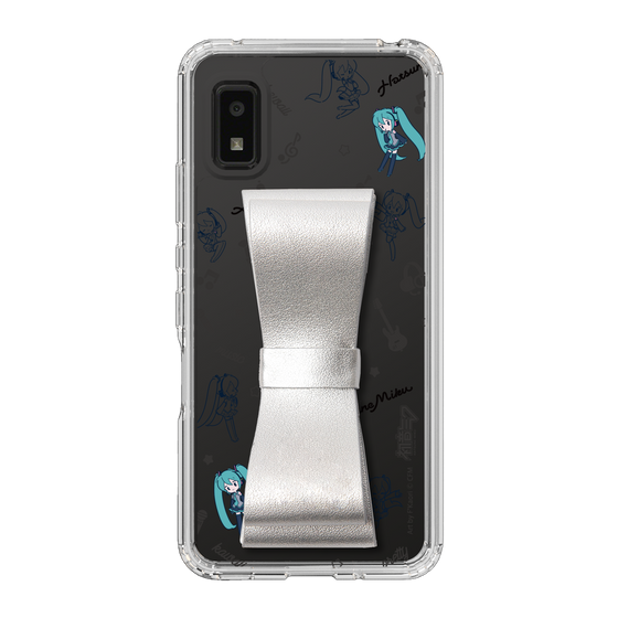 Slim Protection Case - STAND & RING RIBBON Silver［ HATSUNE MIKU - Ribbon - Instrumental - Monochrome ］