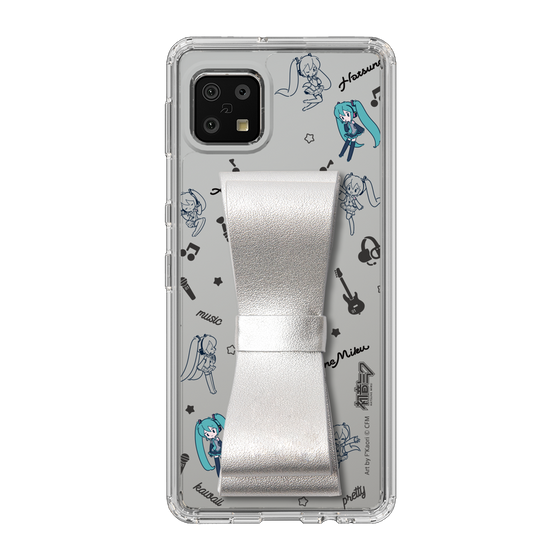 Slim Protection Case - STAND & RING RIBBON Silver［ HATSUNE MIKU - Ribbon - Instrumental - Monochrome ］