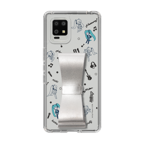 Slim Protection Case - STAND & RING RIBBON Silver［ HATSUNE MIKU - Ribbon - Instrumental - Monochrome ］