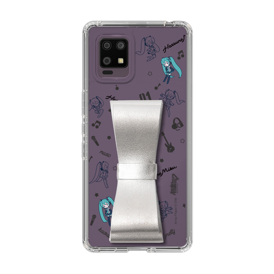 Slim Protection Case - STAND & RING RIBBON Silver［ HATSUNE MIKU - Ribbon - Instrumental - Monochrome ］
