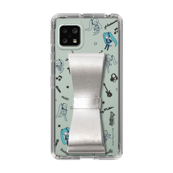 Slim Protection Case - STAND & RING RIBBON Silver［ HATSUNE MIKU - Ribbon - Instrumental - Monochrome ］